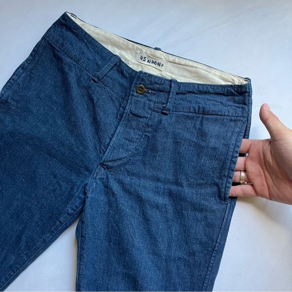 45RPM JAPAN indigo blue cotton denim low rise slim leg cropped pants - Picture 2 of 6